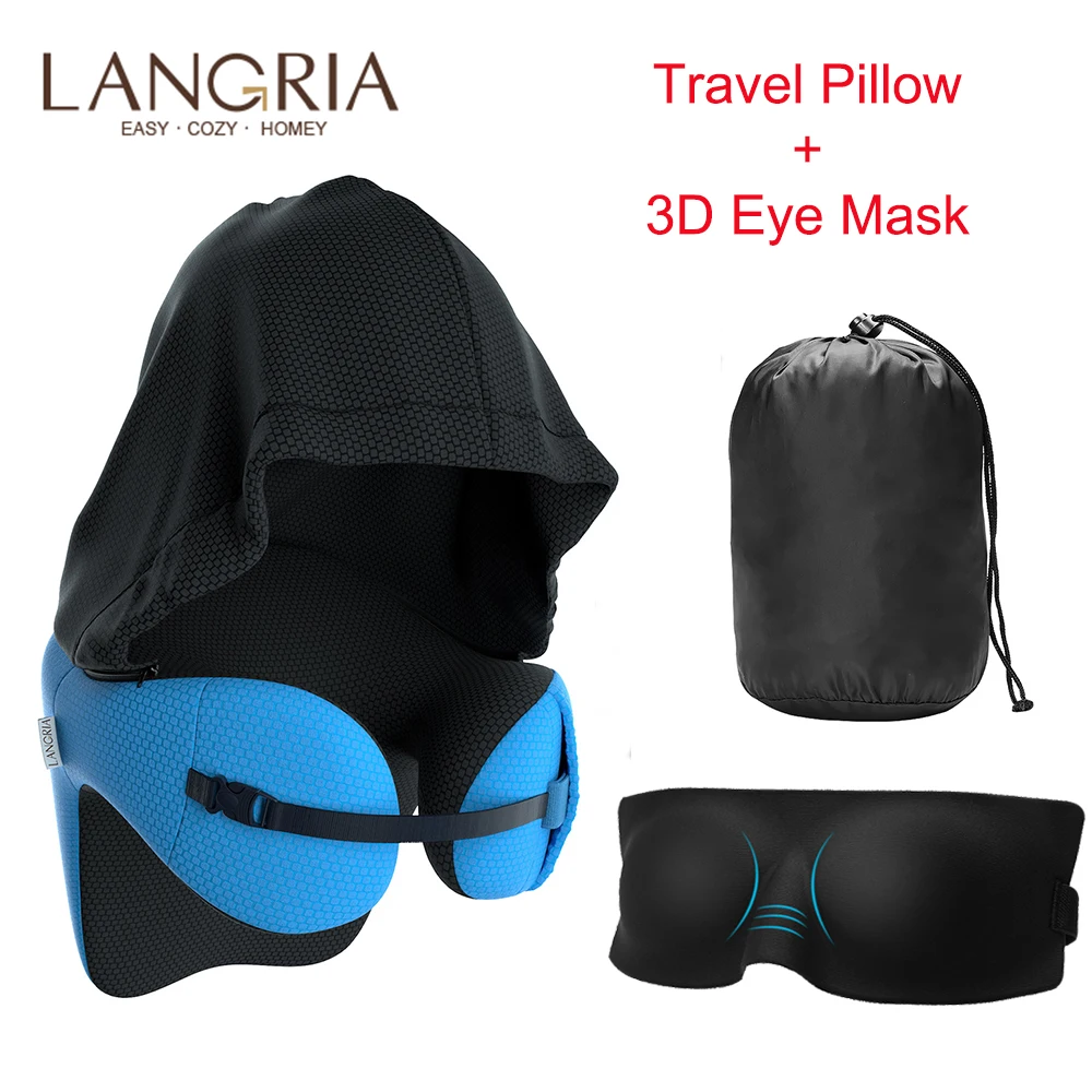 LANGRIA астронавт подушка для путешествий из пены с памятью маской глаз Съемный