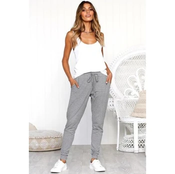 

Casual Women Ladies High Waist Trousers Long Loose Harem Comfy Striped Pants Women Clothing