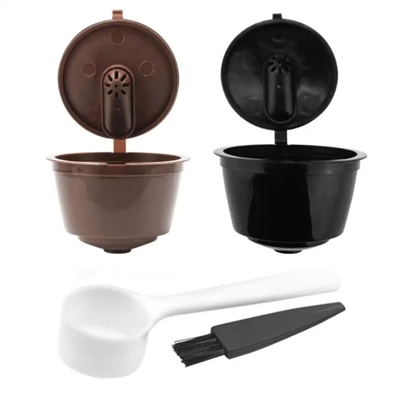 

1pcs Coffee Capsules Filter Cup Refillable Coffee Dripper Coffee Tea Baskets Dolci Gusto Capsule with Spoon and Brush