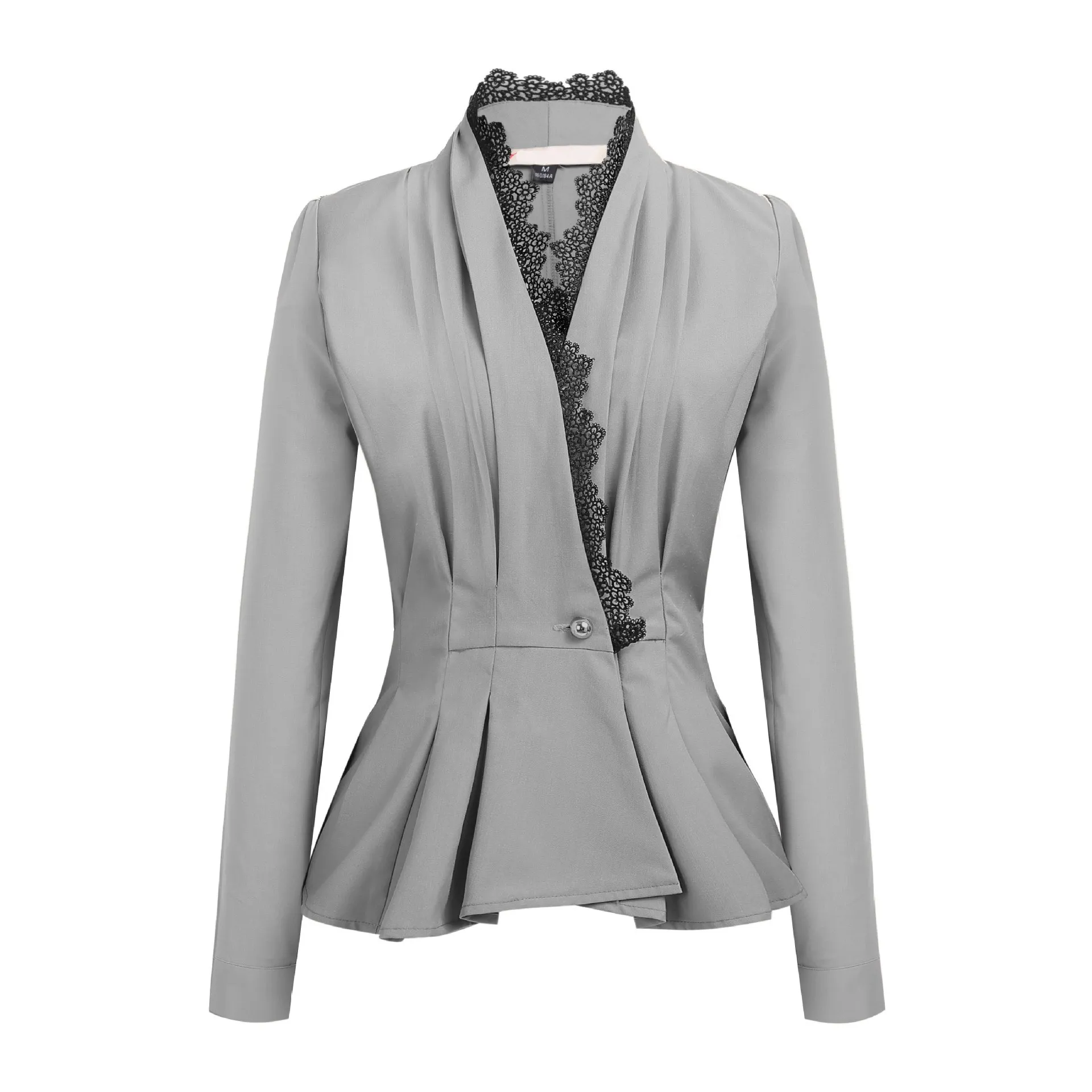 

2019 Fashion Lace Blazers Jackets Women Work Office Lady Suit Solid Black Single Button Business Female Slim Blazer