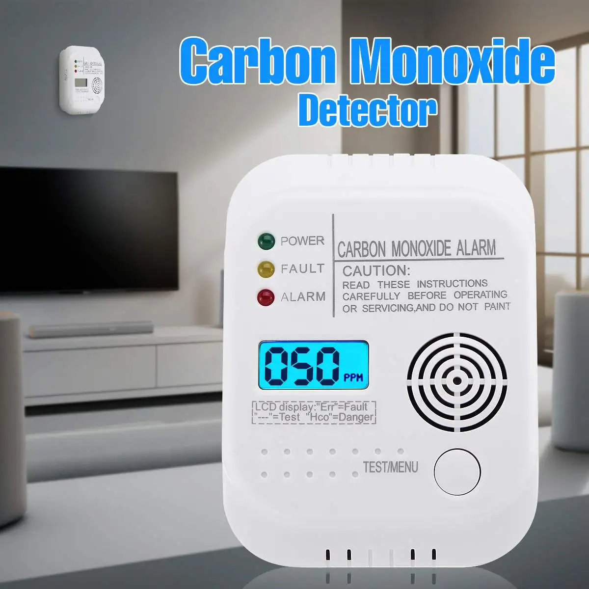

LCD Carbon Monoxide Alarm Detector Digital Display 85dB CO Sensor Loud Alarm Poisoning Warning Home Security Detectors