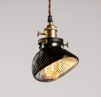 

Green Glass Lampshade Droplight Edison Vintage Pendant Light Fixtures for Dining Room Hanging Lamp Indoor Lighting Lamparas