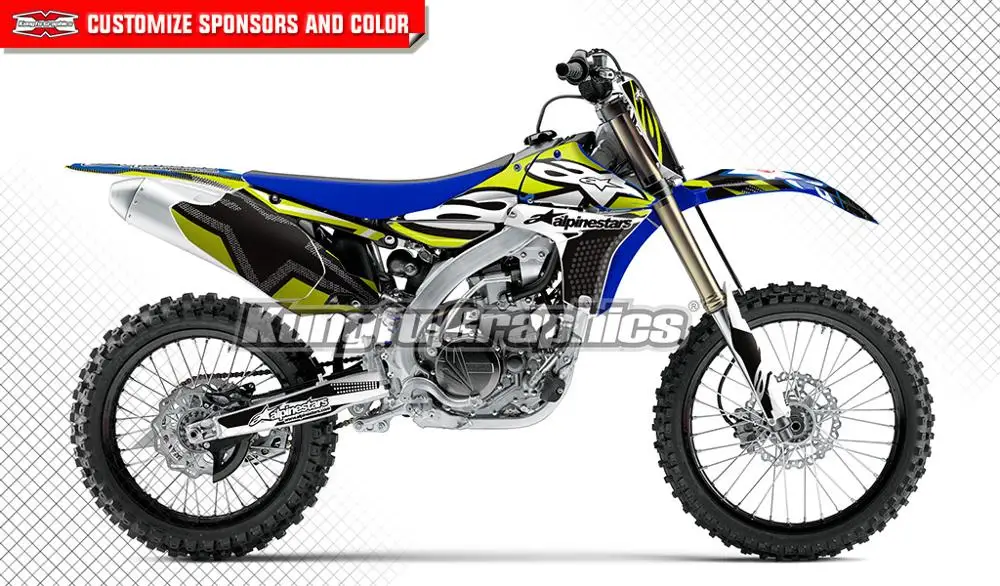 

KUNGFU GRAPHICS Dirt Bike Stickers Decals Kit Vinyl Wraps Black Red Green for Yamaha YZ 450F YZ450F YZF450 2010 2011 2012 2013