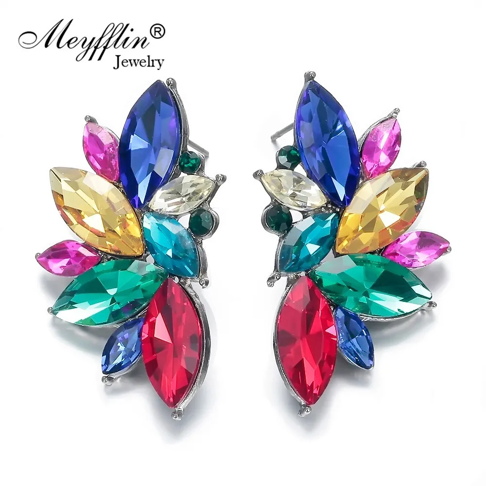 Meyfflin, роскошные серьги с кристаллами для женщин, модные ангельские крылья, массивные серьги-гвоздики, модные ювелирные изделия, новинка