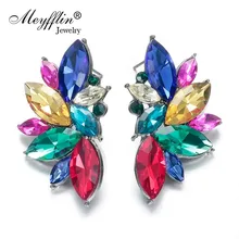Meyfflin, роскошные серьги с кристаллами для женщин, модные ангельские крылья, массивные серьги-гвоздики, модные ювелирные изделия, новинка