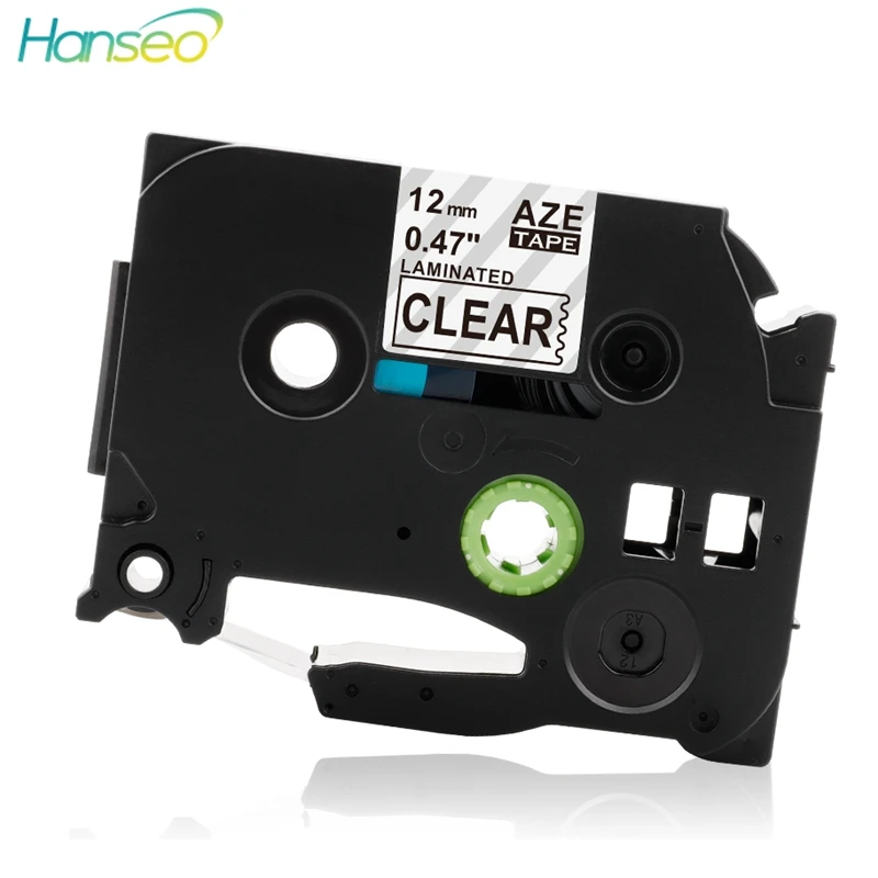 

Hanseo TZe-131 TZe Tape 12mmx8m Compatible for Brother P Touch Laminated Label Black on Clear TZ TZe 131 Sticker Label Maker