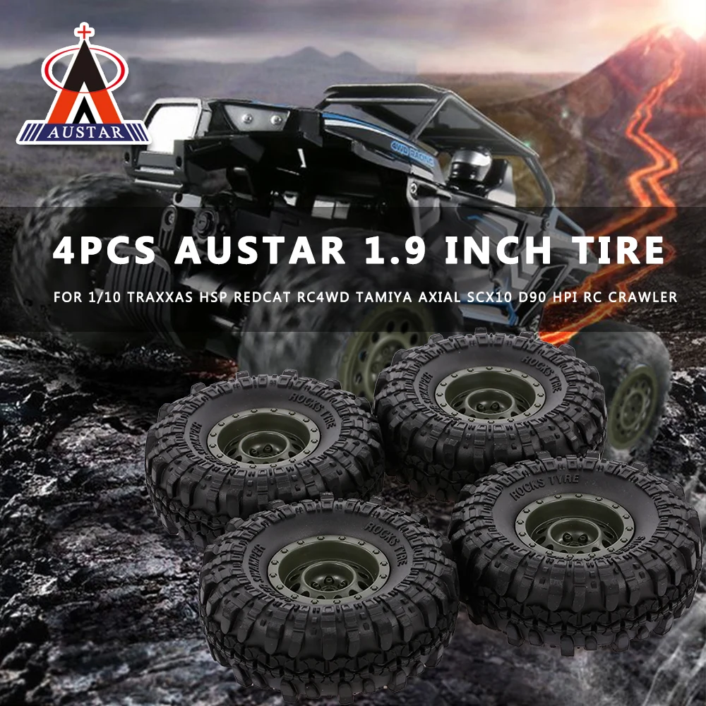 4 шт. AUSTAR RC Wheel110mm 1 9 'обод резиновых шин для 1/10 автомобилей Traxxas HSP Redcat RC4WD Axial SCX10 D90