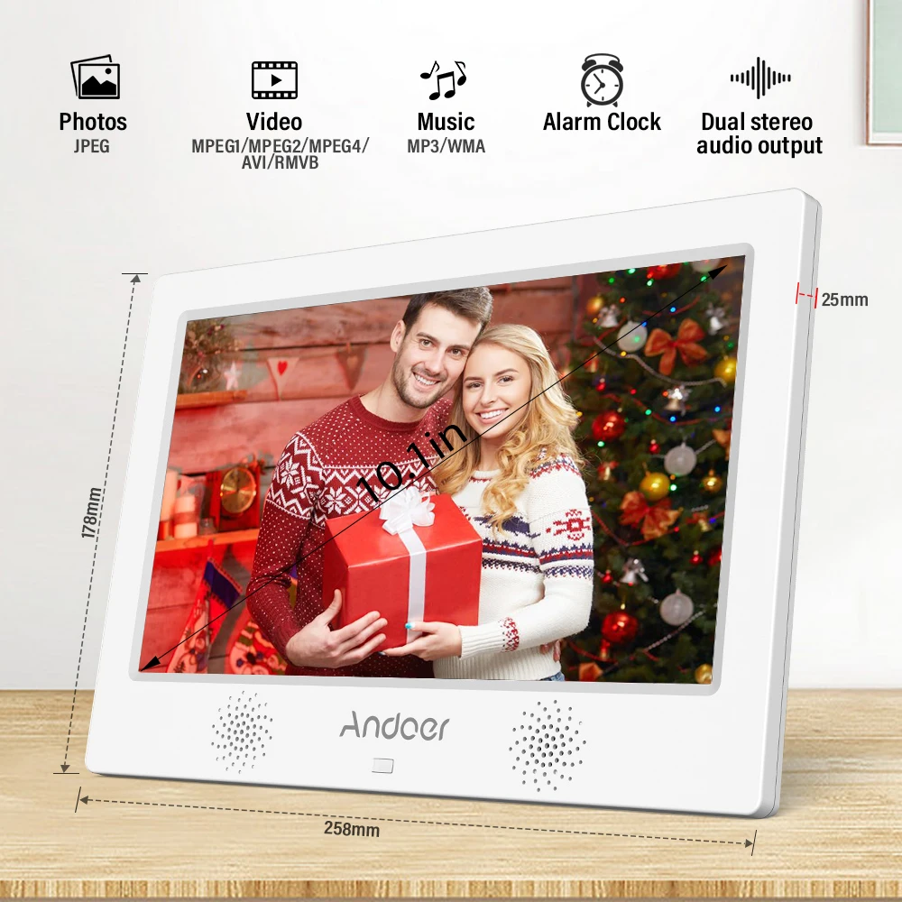 Рождественский подарок Andoer 10 1 дюймов цифровая фоторамка 1024*600 разрешение TFT LED