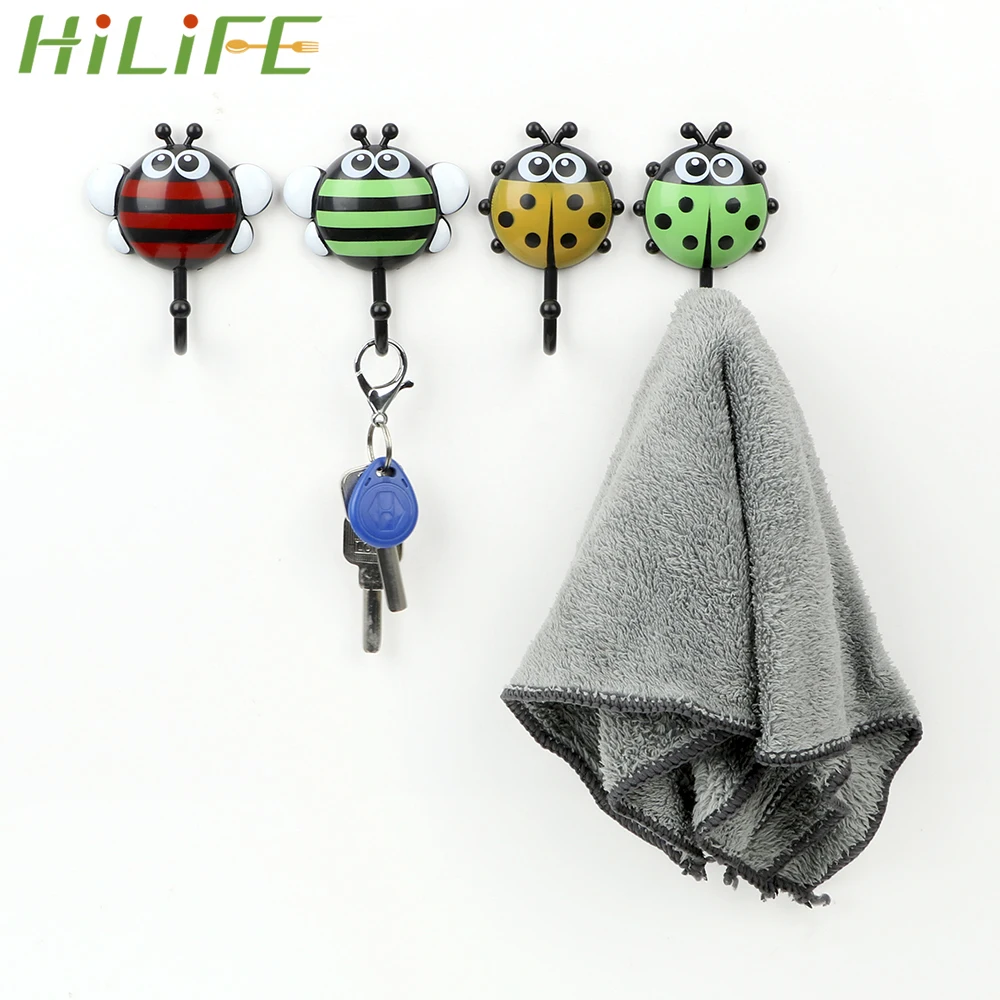 

HILIFE Kitchen Wall Decor Sucker Nail Hook Kitchen Accessories Cookware Hook Non-slip Ladybug Bee Type Suction Cup Multifunction