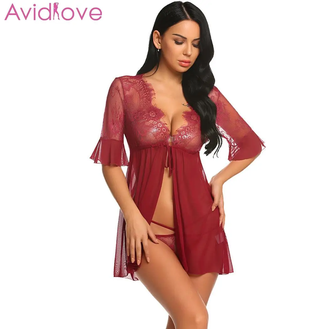 Avidlove Badydoll сексуальное ночное белье эротические костюмы для женщин v образный
