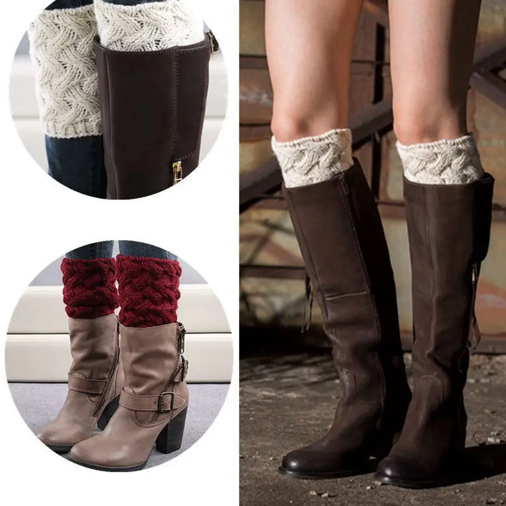 

8 Colors Women Knit Leg Warmer Short Boot Cuffs Buttons Crochet Boot Socks Knitted Gaiters Leg Warmers for Autumn Winter