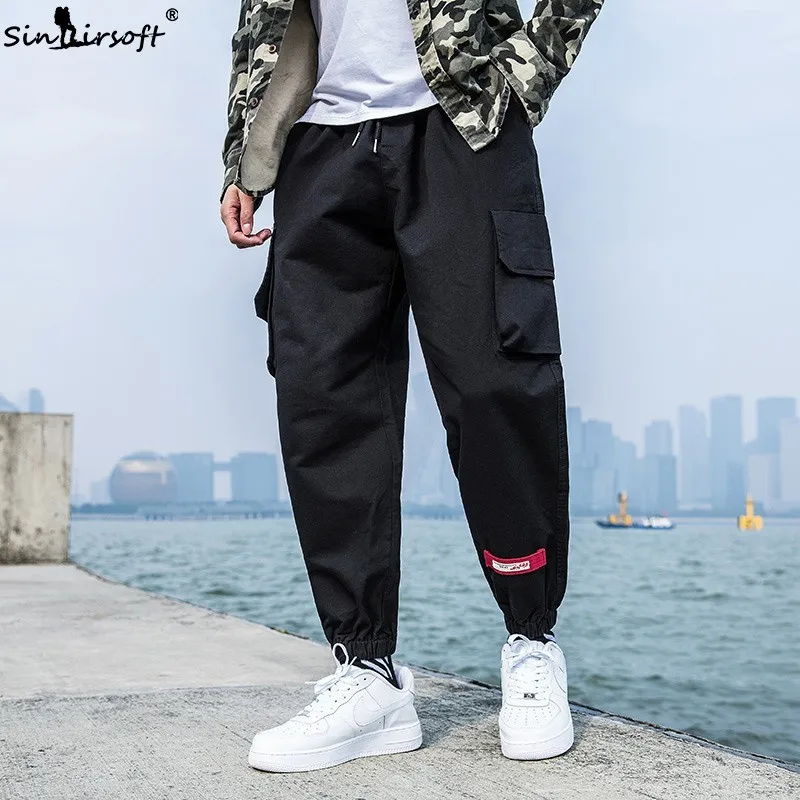 

SINAIRSOFT new 2018 autumn uniform with elastic waist harem pants men's jogging casual pants with large pocket M-2XL