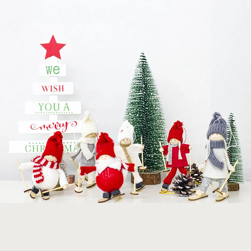 Рождественский Ангел-девочка, лыжная подвеска, рождественская елка, украшение для дома, рождественские милые куклы, вечерние украшения, детский подарок