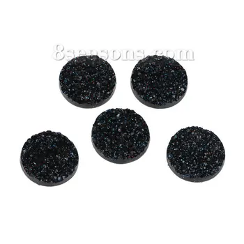 

Druzy Resin Dome Seals Cabochon Round Black Glitter 18mm( 6/8") Dia, 20 PCs new