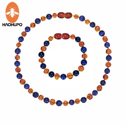 HAOHUPO Baltic Amber Sets for Baby Adult Certified Authenticity Natural Amber Lapis Lazuli Tiger Eye Gemstone Handmade HAOHUPO Baltic Amber Sets for Baby Adult Certified Authenticity Natural Amber Lapis Lazuli Tiger Eye Gemstone Handmade
