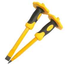 12-дюймовый Heavy Duty долото с защитой для рук, с плоской головкой, с круглым носком, с заклепками металла для каменной кладки резьба бетона кирпичной кладки инструменты