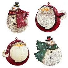

Christmas Wrought Iron Pendant American Retro Old Decoration Santa Snowman Shaped Pendant Christmas Tree Decoration 2019 New