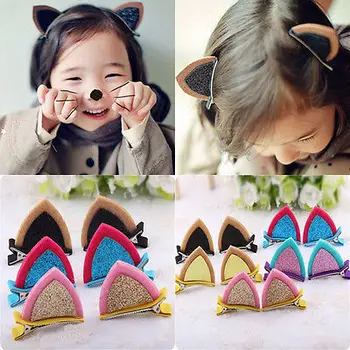 

2019 New Lovely Fashion Kids Baby Grils Cat Ear Barrettes Hair Clip Barrette Hairpin 1Pc