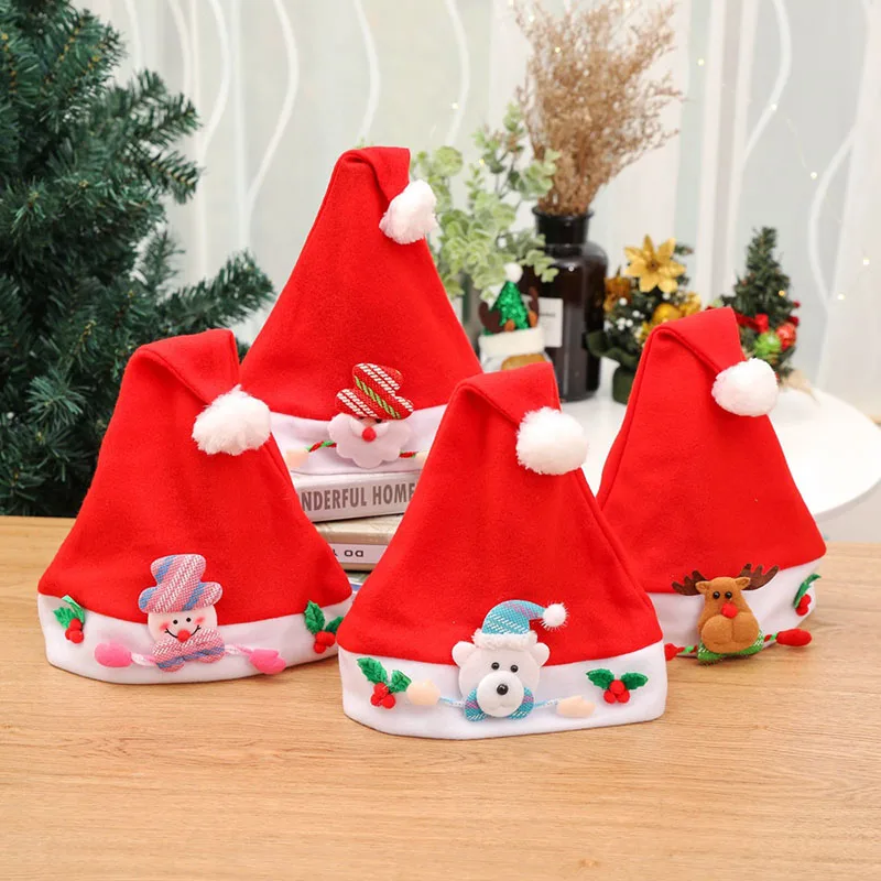 

10 Pcs Red Christmas Hats for Adult Children Xmas Caps Merry Chiristmas Party Supplies Hats Christmas Decorations for Home 2018