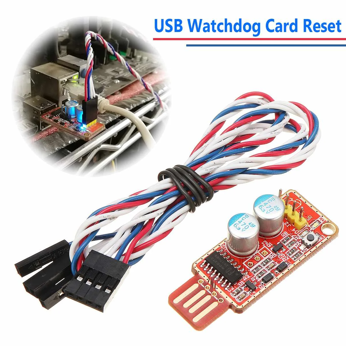 

USB Watchdog Card Computer Unattended Automatic Restart With Reset Control Cable 50cm For PC Server Miner
