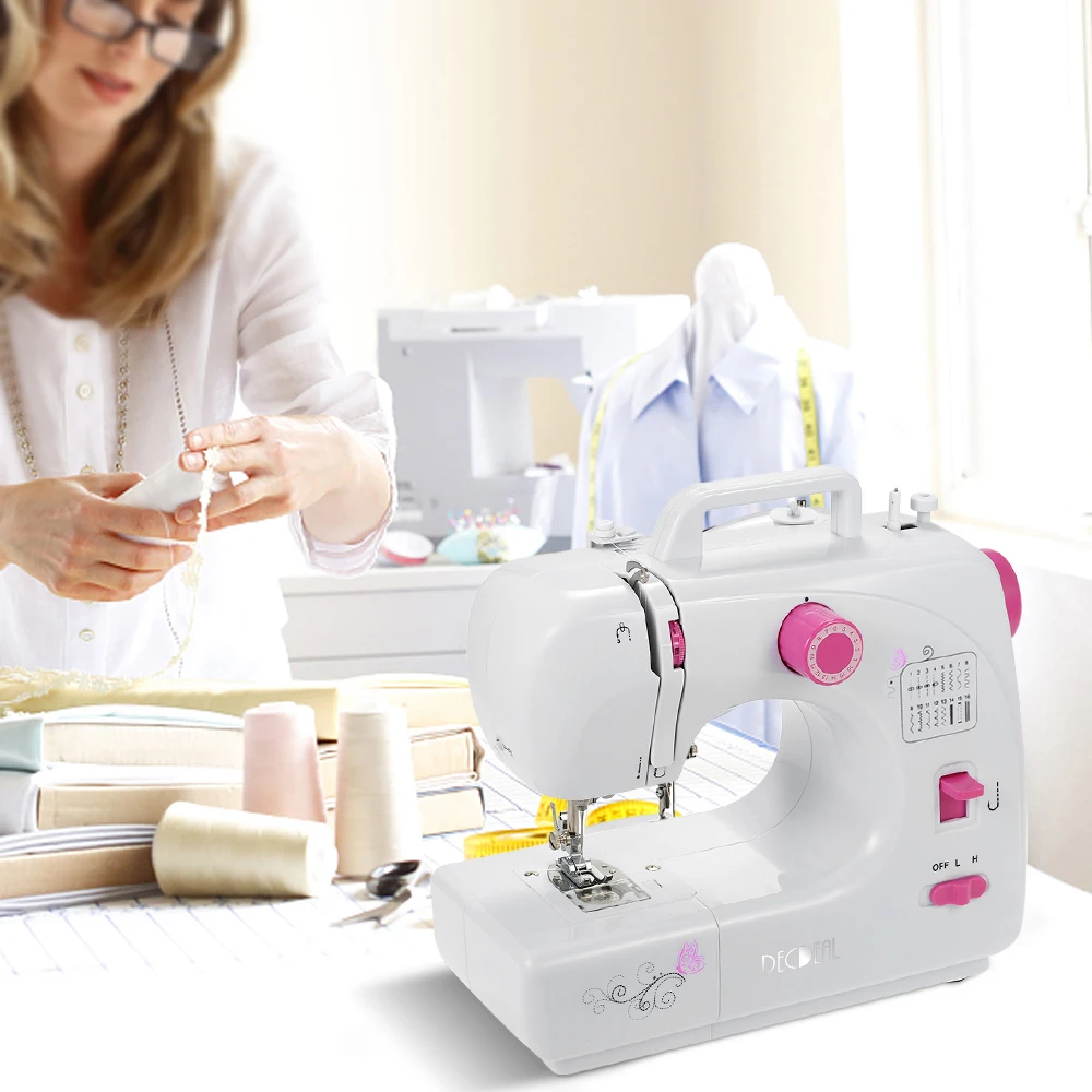 Decdeal Electric Sewing Machine Household Double Thread Adjustable