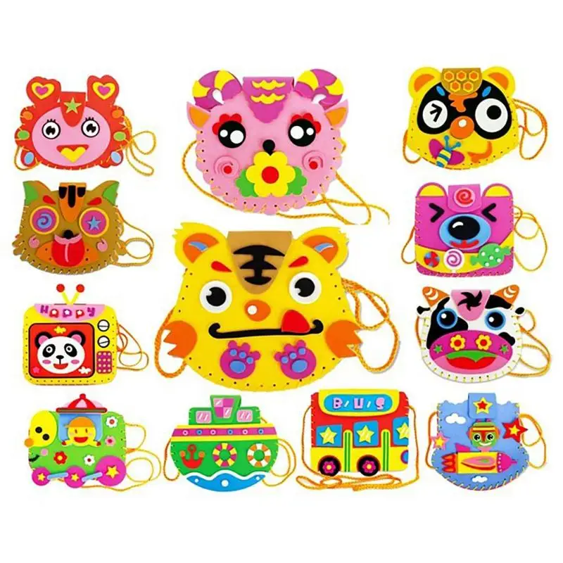 Children DIY Cartoon Bags EVA Handmade Bag Kindergarten Craft Material Pack Puzzle Montessori Educational Toys For Children Gift