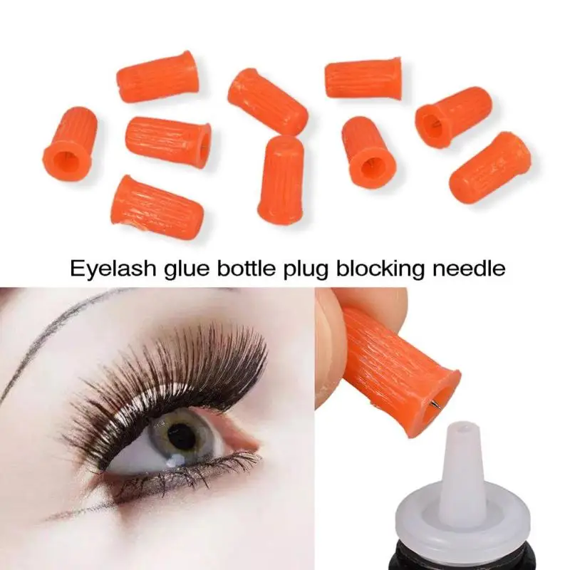 

10pcs Eyelash Glue Bottle Plug Blocking Needle for Eyelash Extensions Tools Random Color