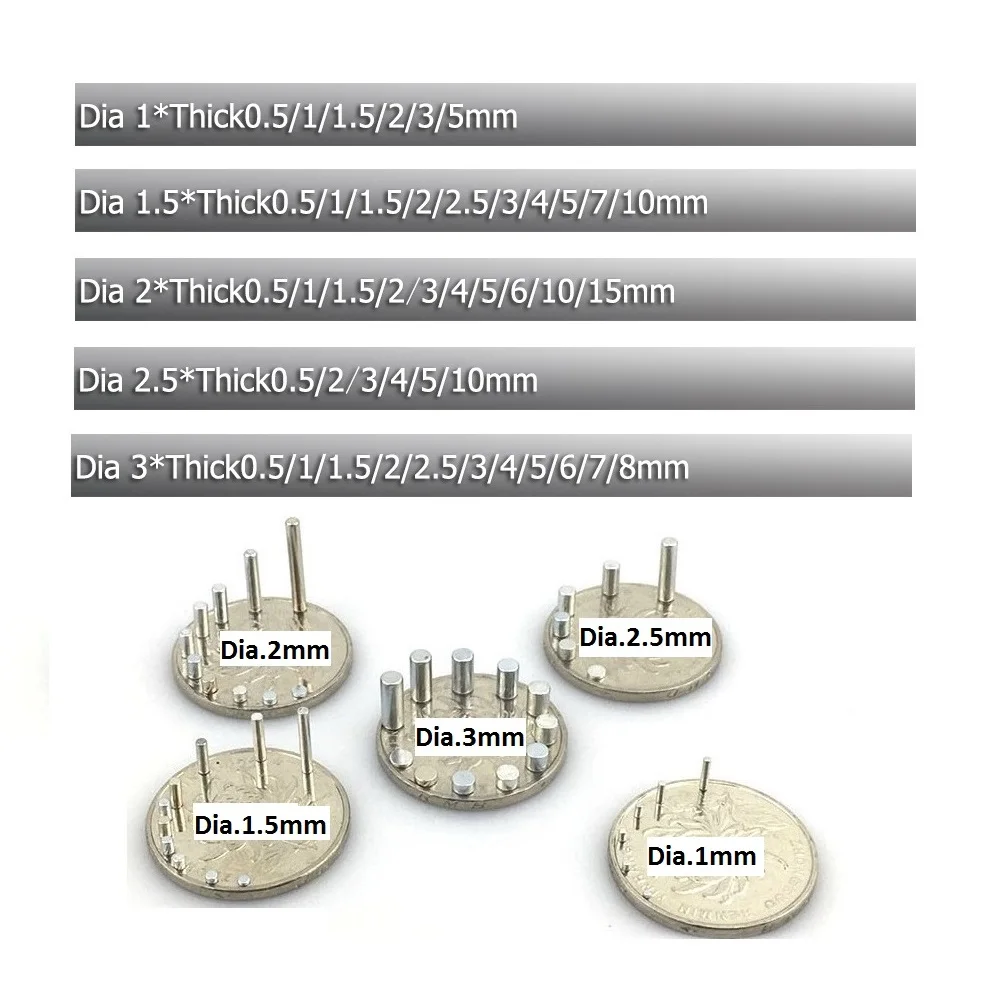 100 шт. точность Магниты Диаметр диска 1 мм 0,0" микро цилиндр крошечные шпильки спецодежда медицинская осевой Неодимовый сенсор редкоземельных Магни