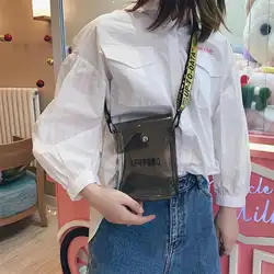 Унисекс Прозрачные мини сумки на плечо для женщин девочек маленький телефон кошелек сумка через плечо простой и стильный пакет