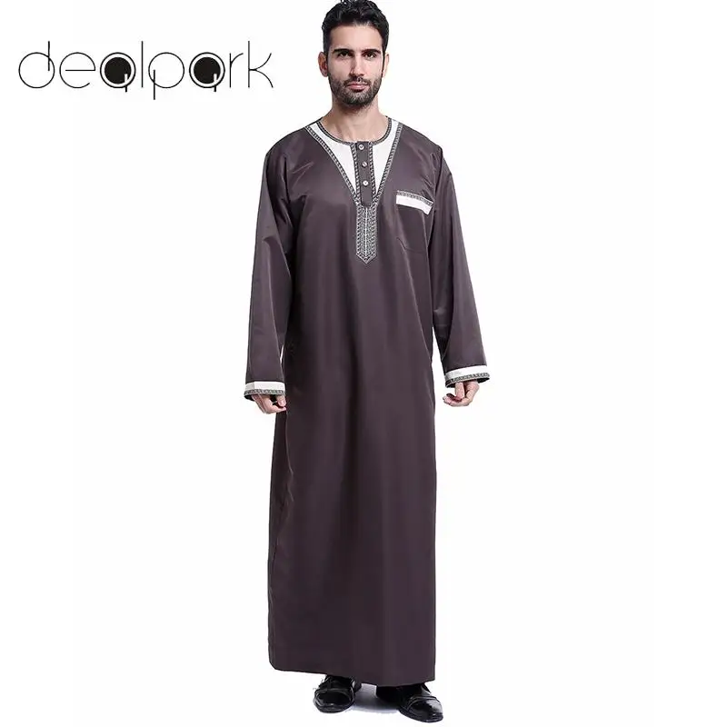 

Islamic Clothing Men Muslim Dress Men Robes Long Sleeves Embroidered Plus Size Arab Islamic Kaftan Abaya Thawb Ramadan Prayer
