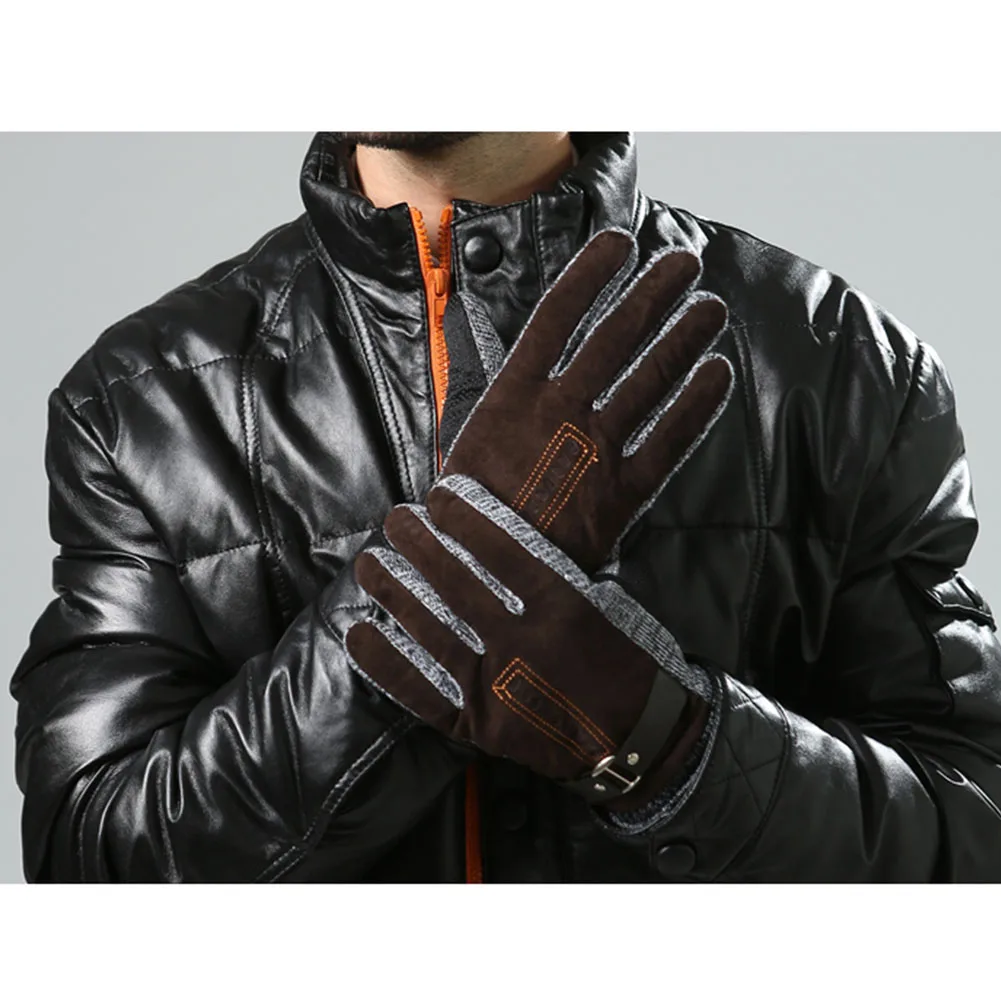 Новые мужские перчатки зимние ветрозащитные уличные перчатки из искусственной кожи прочные толстые теплые мягкие перчатки#1116
