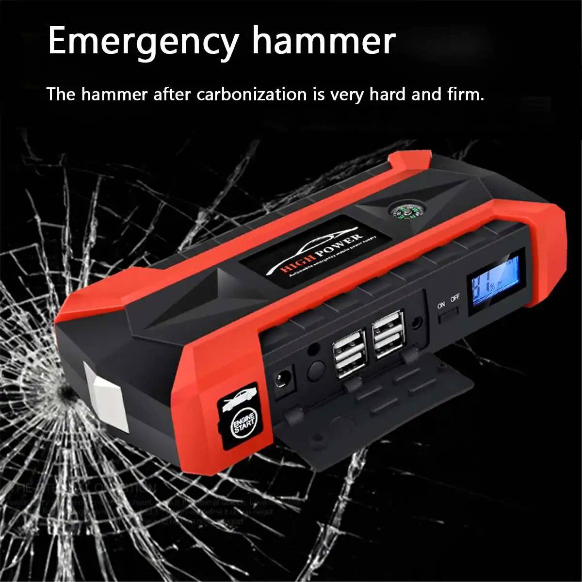 89800mAh Car Jump Starter Multifunction Emergency Charger Battery Power Bank Pack Booster 12V 4USB Starting Device Waterproof