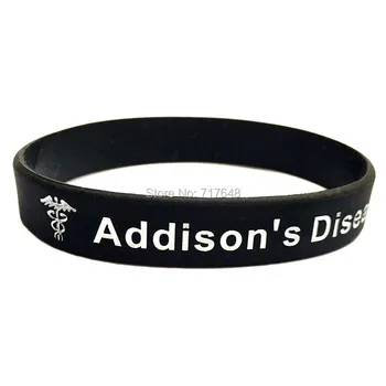 

100pcs Addison's Disease medical alert ID wristband silicone bracelets free shipping by ePacket A