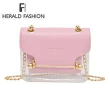 Herald модная женская брендовая дизайнерская маленькая квадратная сумка на плечо, прозрачная ПУ композитная сумка-мессенджер, новые женские сумки