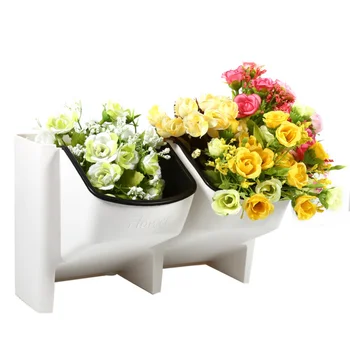 

2 Pocket Succulent Planter Wall Hanging Vertical Flower Pot Home/Garden Indoor Flower Pot Planting Bags Wall Planter Pot White