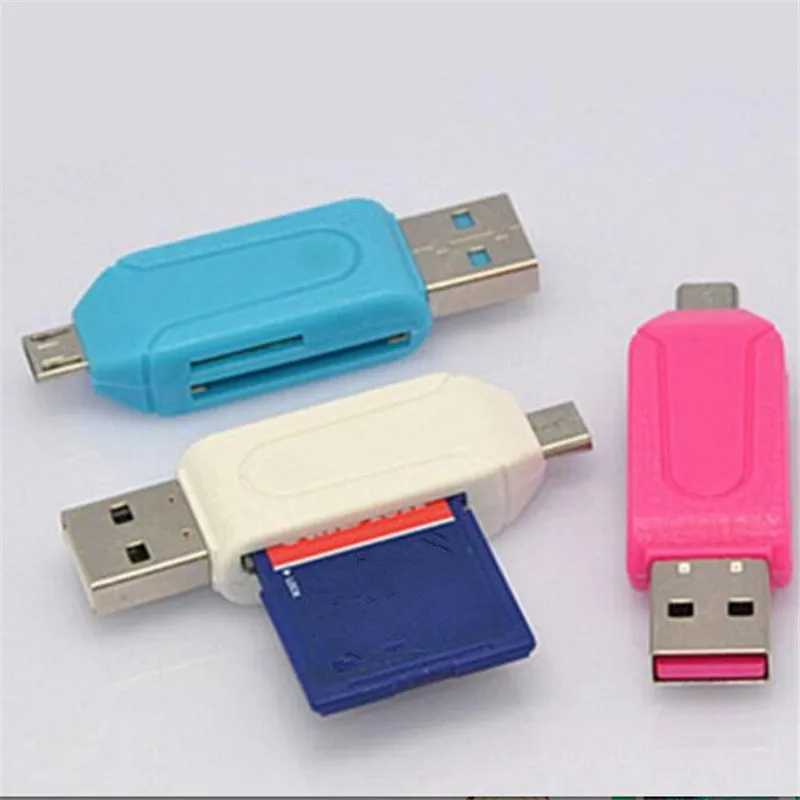 Micro USB OTG TF/SD Pembaca Kartu untuk Ponsel Tablet PC Media Player Warna Secara Acak