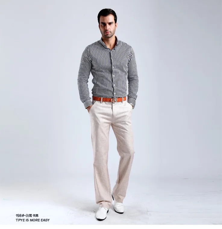 Новинка, мужские летние льняные брюки размера плюс 38, хлопковые повседневные брюки, дышащие, высококачественные мужские брюки
