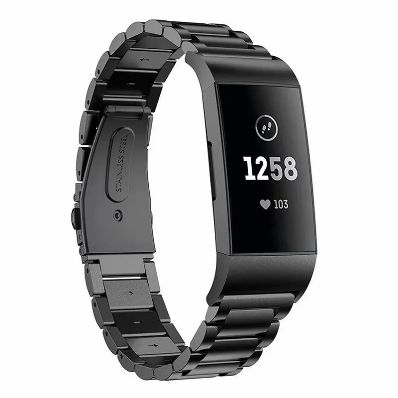 Роскошный ремешок для Fitbit Charge 3 Band нержавеющая сталь Спорт сменный ремешок для наручных часов металлический браслет для зарядки 3 фитнес