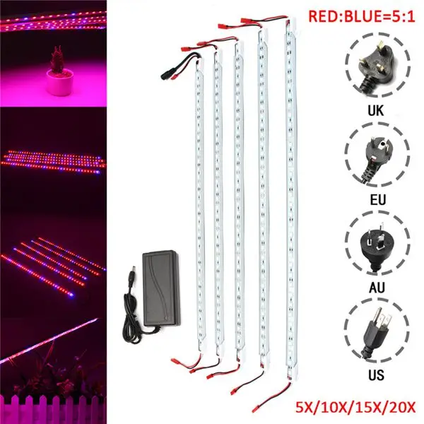 

5PCS LED Grow Light 50CM LED Strip + 5A Power Adapter 5050 Plant Phyto Growth lamps For Greenhouse Hydroponic Plant Growing