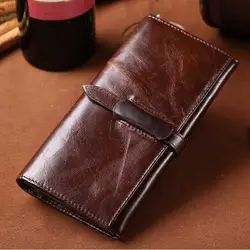 Новая мода Ретро Бизнес для мужчин бумажник с масляно-восковой пропиткой кожа женские кошельки клатч визитница Деньги сумки карман для