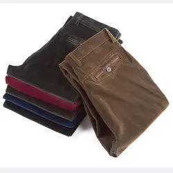 Осенние и зимние брюки Для мужчин Повседневное толстые вельветовые Для Мужчин's Повседневное штаны свободные брюки длинные прямые брюки