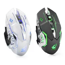 X8 2,4 ГГц Беспроводная Бесшумная перезаряжаемая мышь 7 цветов светодиодный с подсветкой 6 клавиш 1800 dpi оптическая игровая Механическая мышь для ПК ноутбука