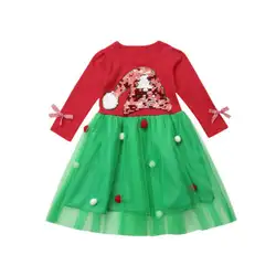 Для малышей, для маленьких девочек Рождественская одежда нарядное платье для принцессы пачка, детская одежда с рукавом платья кружевное