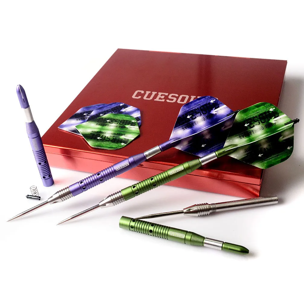 

CUESOUL Armour Series 23g Tungsten Steel Tip Darts For Indoor Professional Dartboard Games Purple Green Color
