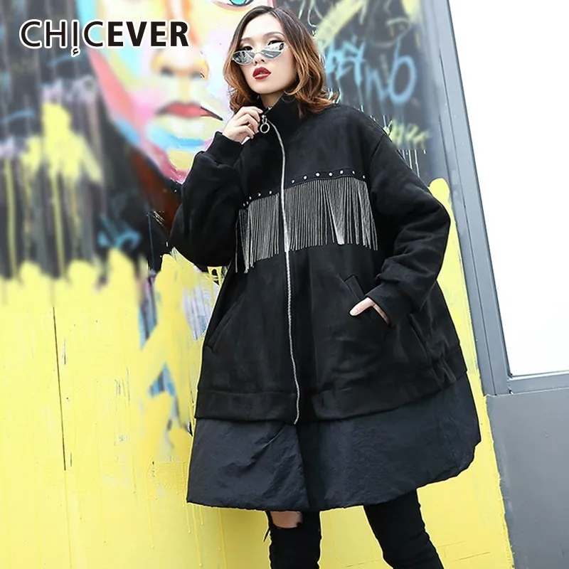 CHICEVER 2018 зимнее пальто женские куртки для женщин парка Стенд воротник с длинным