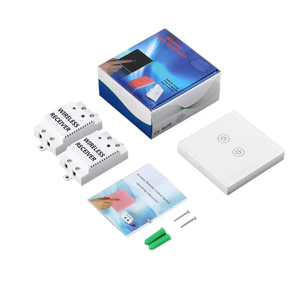 

2CH Wireless Remote Contro Home Switch Panell Switch Touch Wall Light Switch 433MHz Relay DC 110V To 240V Switch Controller
