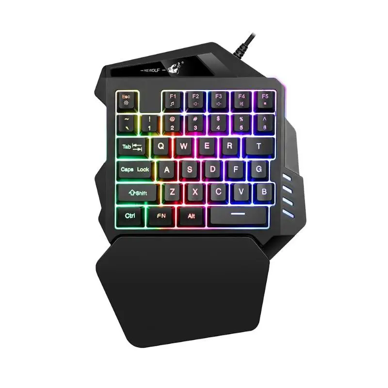 

K13 USB Gaming Wired Single Hand Gaming Keyboard Mix-color Backlit 35 Keys Keypad for PC Computer Desktop Games Accessories