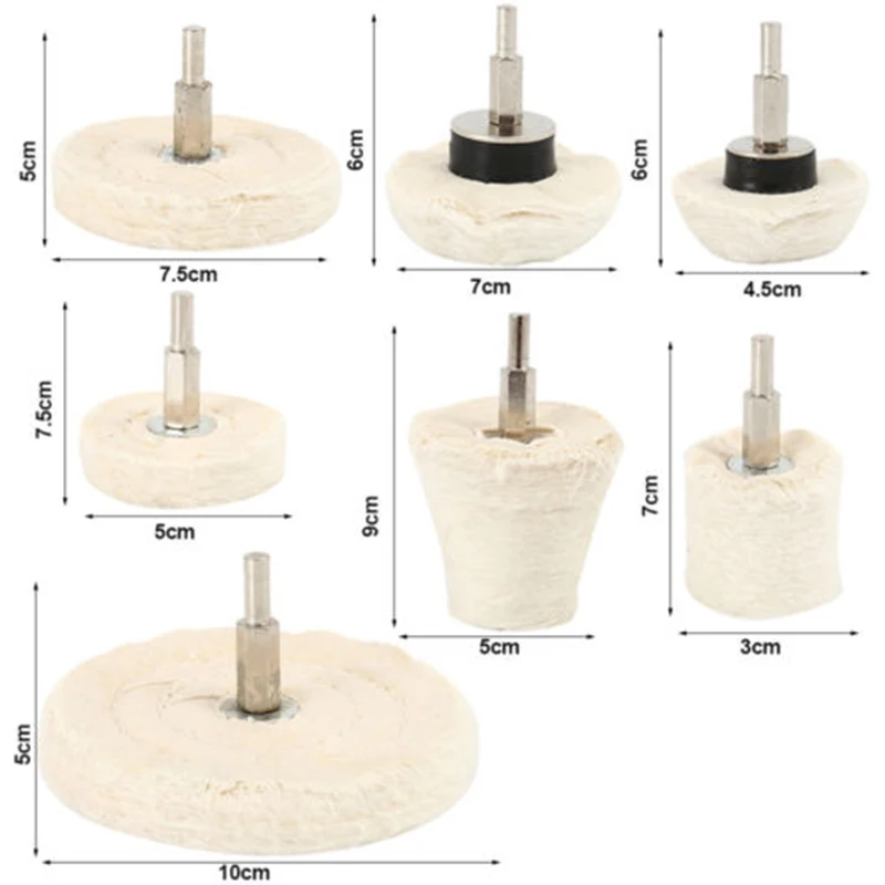 

7xPolishing Buffing Pad Mop Wheel Drill Kit For Car Polisher Aluminum, Wood Set