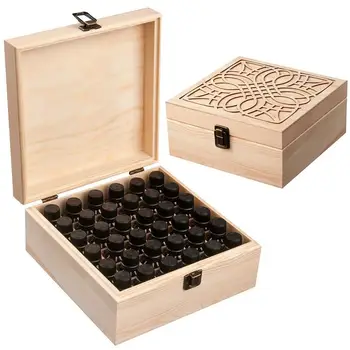 

36/25 Slot Essential Oil Bottle Wooden Storage Box Case Aromatherapy Oil Bottle Organizer Premium Wooden Makeup Case Holder