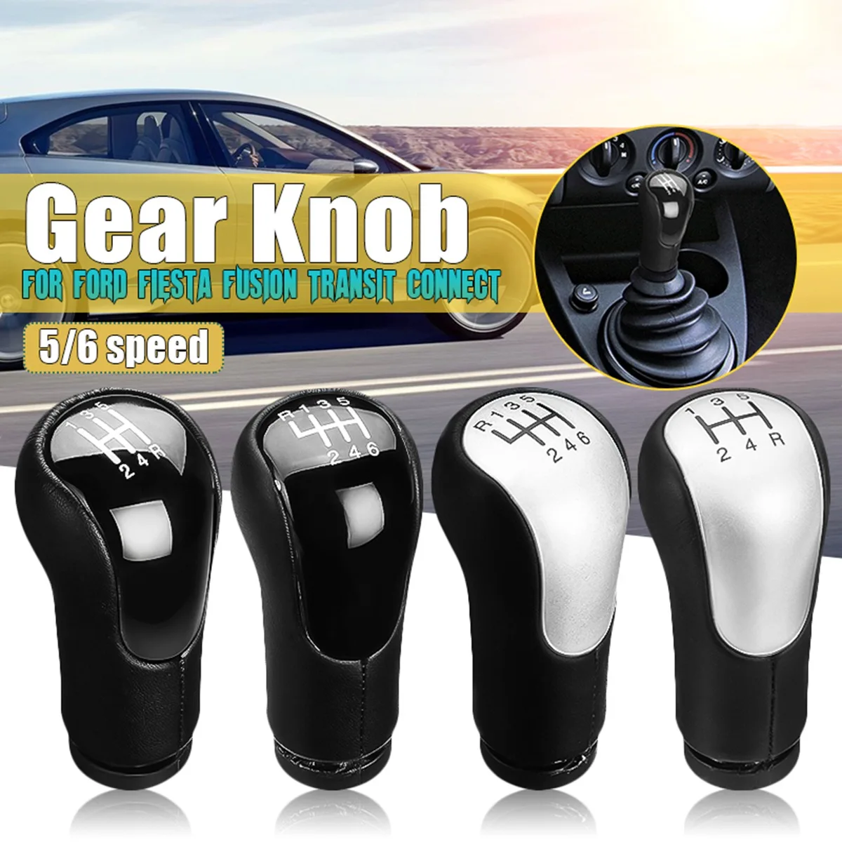 

5 Speed 6 Speed Car Gear Shift Knob Lever Shifter Knob Head For Ford Fiesta for Fusion/Transit Connect 2002-on
